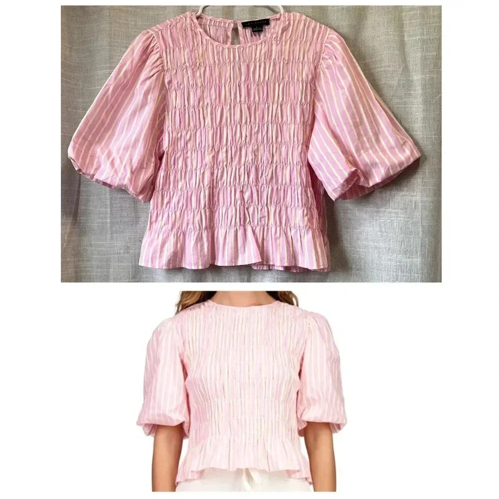 Sanctuary | (NWOT) Together Again Top Poplin Blouse Puffed Sleeves Women’s Large